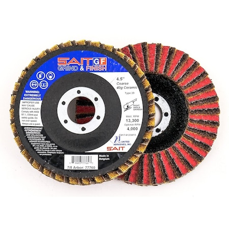 United Abrasives/Sait United Abrasives - Sait Grind/Finish Flap Disc T29 4-1/2 " x 7/8" 150 Grit Coated & Non-Woven 77723
